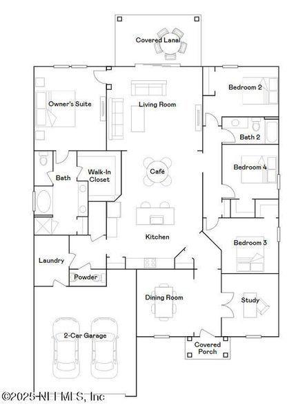 2D floor plan layout of this home in Saddle Oaks: Saddle Oaks 60s, Jacksonville, FL (Image 2).