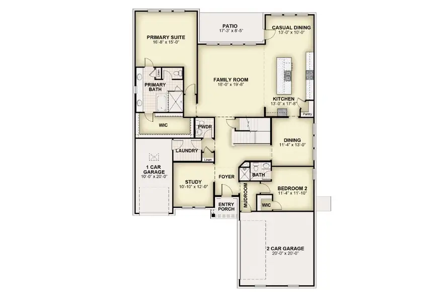 2D floor plan layout for the Alexander 70 FT by Rockwell Homes in Nelson Lake Estates, Rockwall, TX (Image 3).