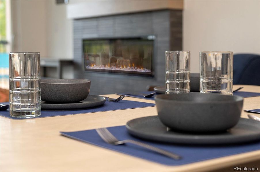 Dining & fireplace