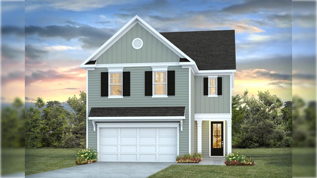 Representative exterior photo of a completed home built from the EMERSON by D.R. Horton in Founders Corner, Summerville, SC (Image 1). Representative exterior photo of a completed home built from the EMERSON by D.R. Horton in Founders Corner, Summerville, SC (Image 1).