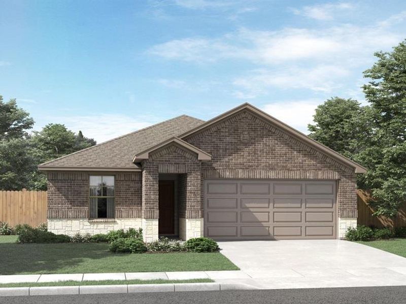 Front exterior of a new home in Lark Canyon, New Braunfels, TX, highlighting curb appeal (Image 1). Front exterior of a new home in Lark Canyon, New Braunfels, TX, highlighting curb appeal (Image 1).