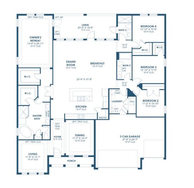 2D floor plan layout for the Key Largo I by Homes by WestBay in Pasadena Ridge, Pasadena Hills, FL (Image 3).