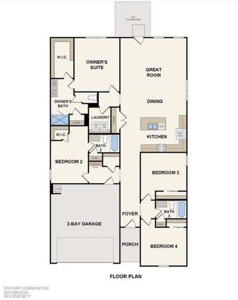 2D floor plan layout of this home in Reveille Estates, Bryan, TX (Image 4).