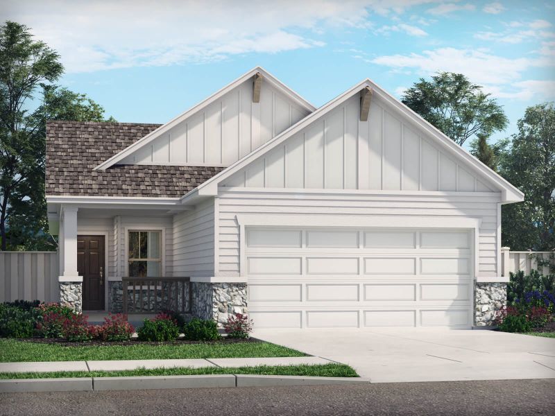 Front exterior of a new home in Lakehaven - Spring Series, Farmersville, TX, highlighting curb appeal (Image 1). Front exterior of a new home in Lakehaven - Spring Series, Farmersville, TX, highlighting curb appeal (Image 1).