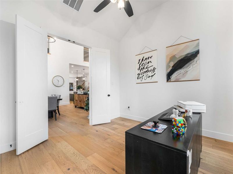 Looking into the main part of the house from the home office