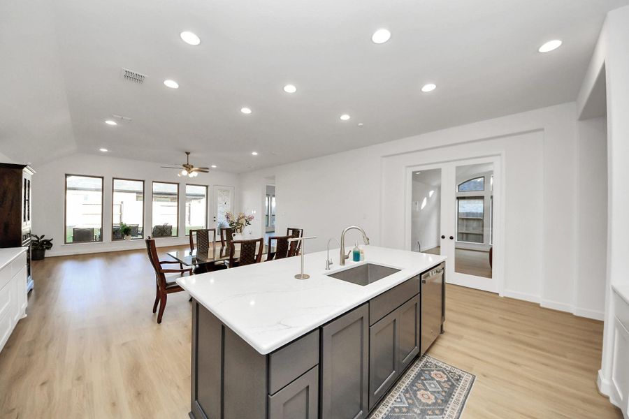 Kitchen showcasing built in buffet cabinet Kitchen showcasing built in buffet cabinet