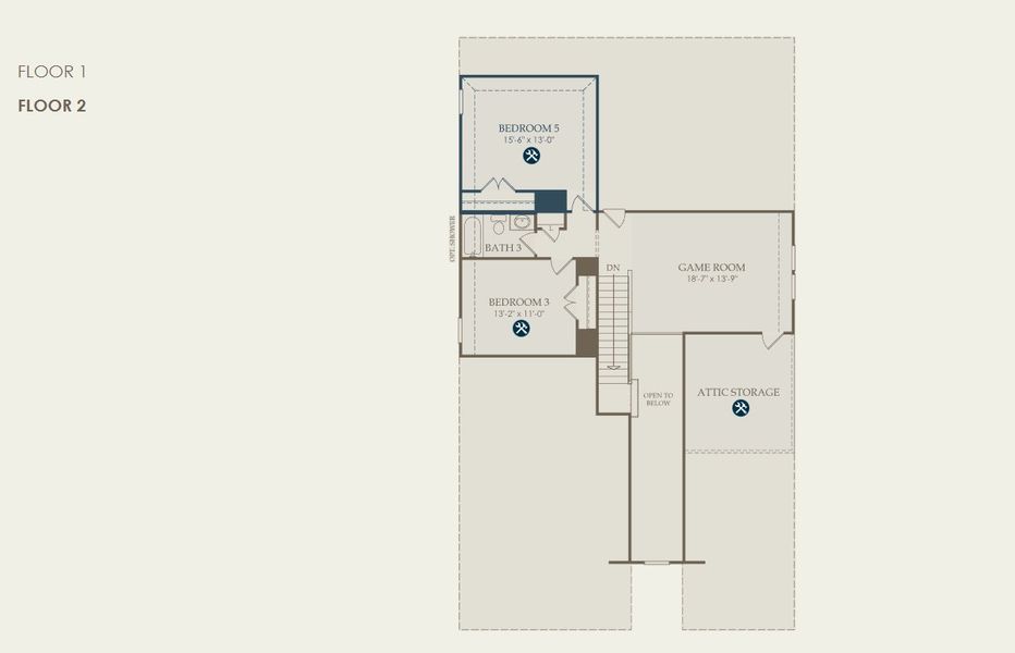 2D floor plan layout for the Farwell by Pulte Homes in Davis Ranch, San Antonio, TX (Image 4).