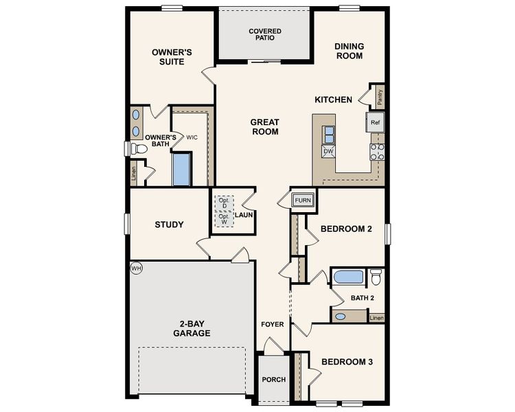 2D floor plan layout for the Brandywine by Century Complete in Sebring Classic, Sebring, FL (Image 1).