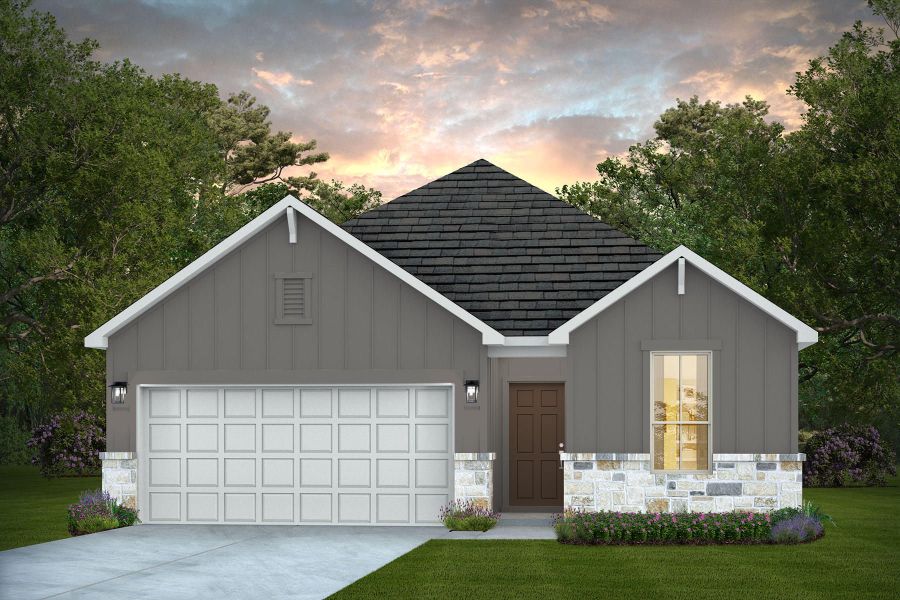 Representative exterior photo of a completed home built from the Fairweather by Pulte Homes in Bison Ridge, San Antonio, TX (Image 2). Representative exterior photo of a completed home built from the Fairweather by Pulte Homes in Bison Ridge, San Antonio, TX (Image 2).