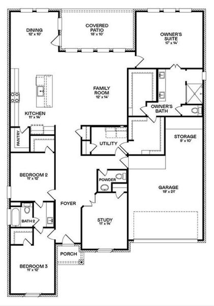 2D floor plan layout of this home in The Highlands, Porter, TX (Image 2). 2D floor plan layout of this home in The Highlands, Porter, TX (Image 2).