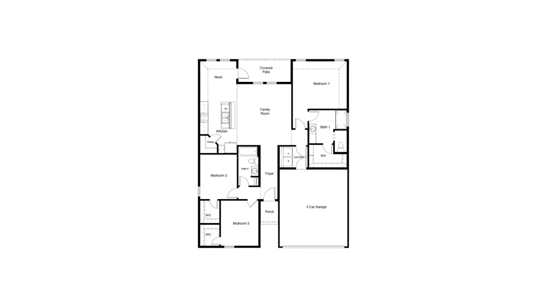 2D floor plan layout for the Bellvue by D.R. Horton in Hadley Farms, Godley, TX (Image 4).