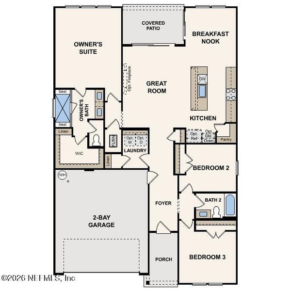 2D floor plan layout of this home in Reserve East, Flagler Beach, FL (Image 3).