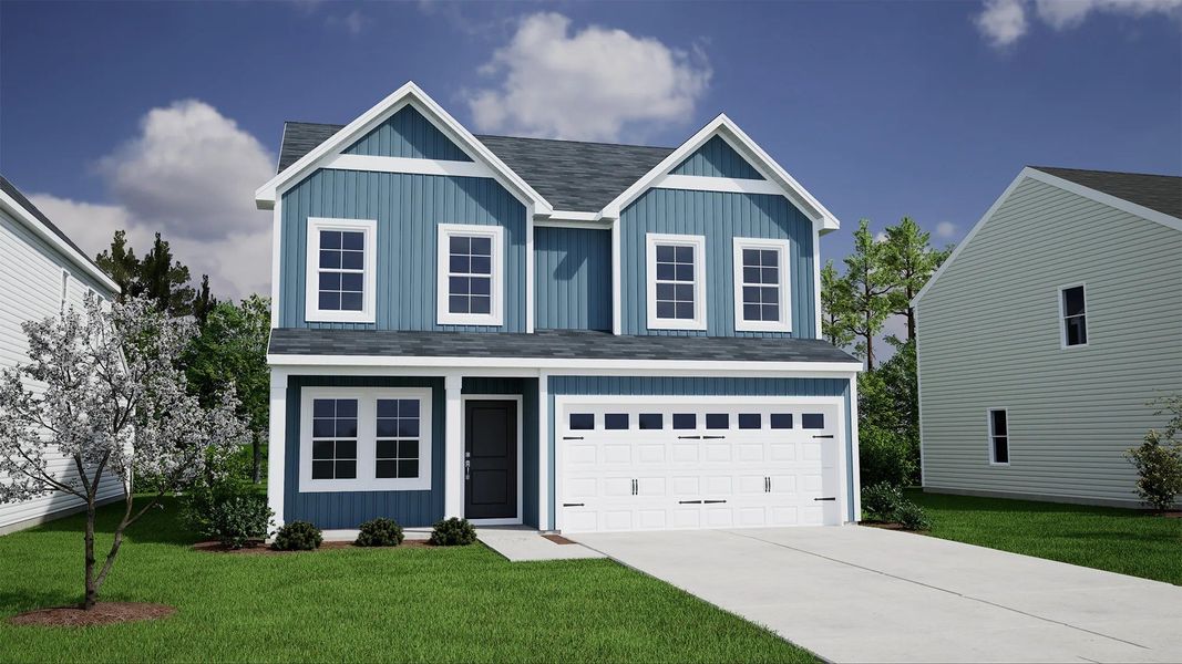 Front exterior of a new home in Piper Creek, Newton, NC, highlighting curb appeal (Image 1). Front exterior of a new home in Piper Creek, Newton, NC, highlighting curb appeal (Image 1).