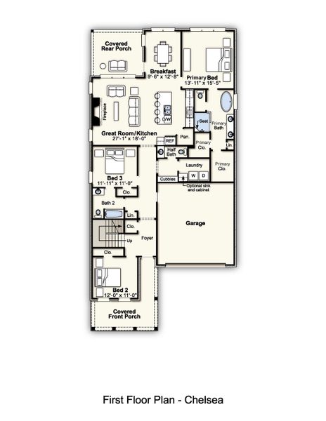 2D floor plan layout for the Chelsea by Grant & Co in Myers Park, Arlington, TN (Image 3).