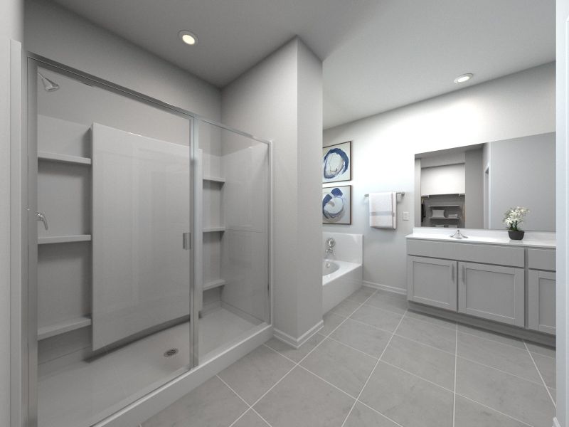 Rendering of Primary Bath in Kellen Floorplan