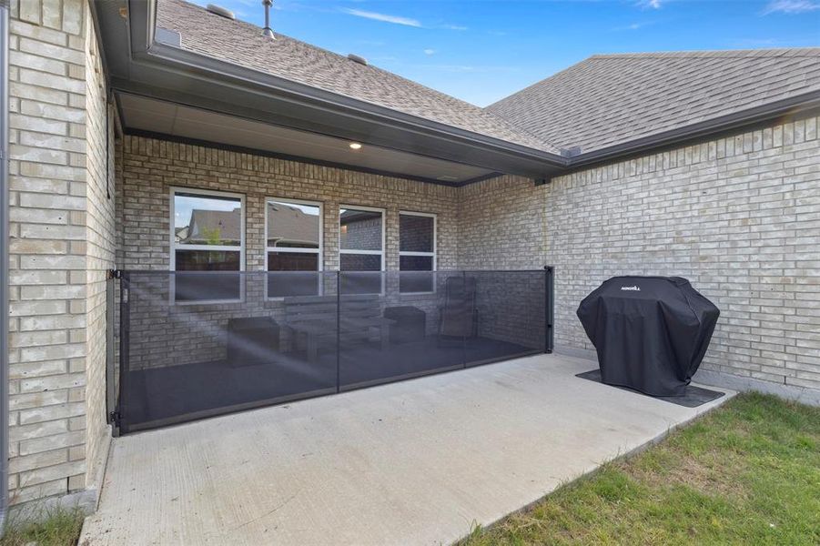 Retractable Mesh Gate on Patio