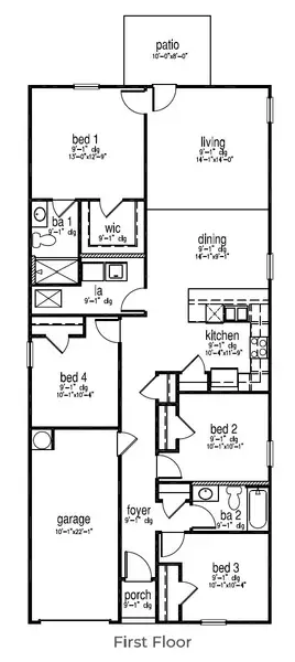 2D floor plan layout of this home in Rice Hope, Port Wentworth, GA (Image 2).