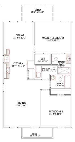 2D floor plan layout for the Elliott by Enchanted Homes in Arcadia Village, Spartanburg, SC (Image 5). 2D floor plan layout for the Elliott by Enchanted Homes in Arcadia Village, Spartanburg, SC (Image 5).