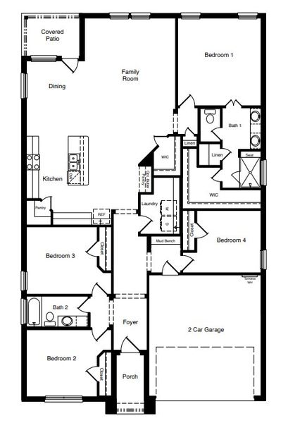 2D floor plan layout for the The Blanco by D.R. Horton in Westmont, Lubbock, TX (Image 3). 2D floor plan layout for the The Blanco by D.R. Horton in Westmont, Lubbock, TX (Image 3).
