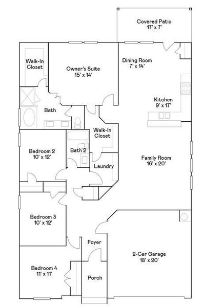 2D floor plan layout of this home in Anniston: Richmond Collection, Katy, TX (Image 4).