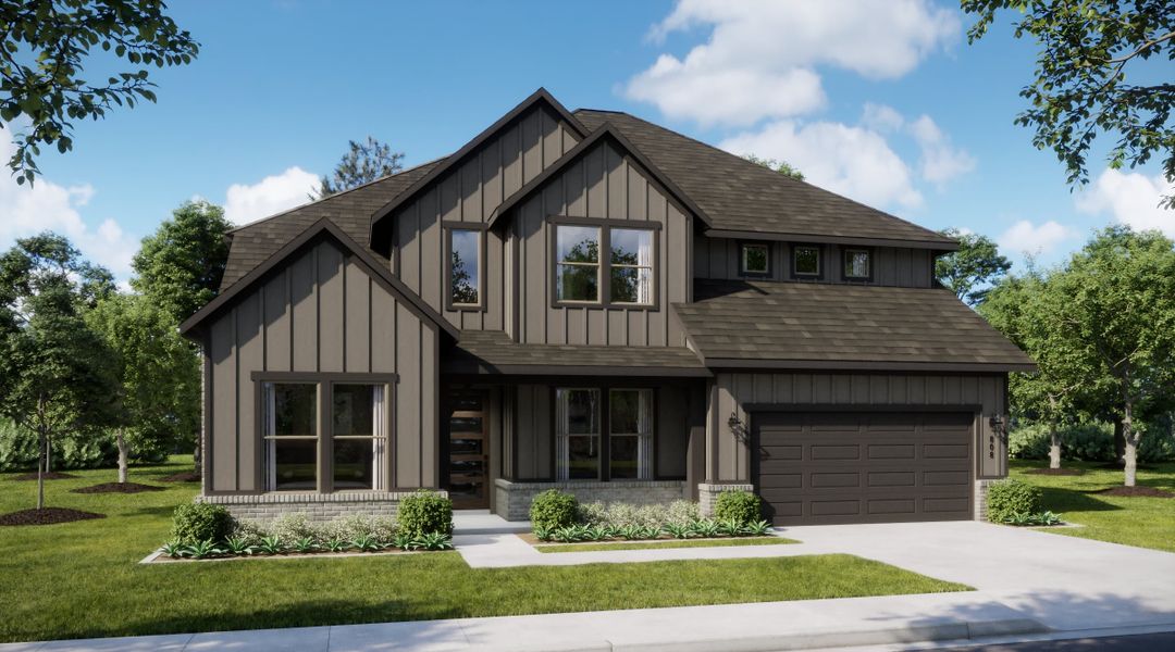 Representative exterior photo of a completed home built from the Aurora by Risewell Homes in Coyote Crossing, Godley, TX (Image 4).