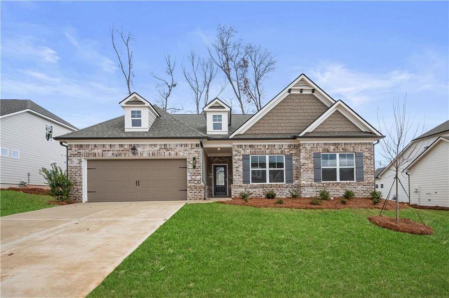 Front exterior of a new home in Rosewood Lake Preserve, Hoschton, GA, highlighting curb appeal (Image 24).