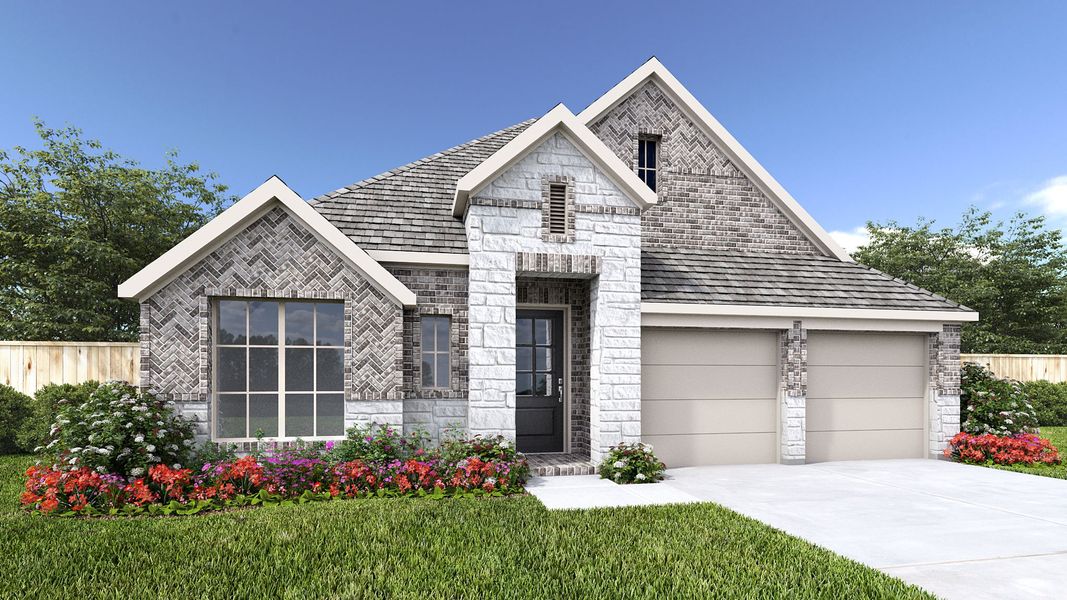 Representative exterior photo of a completed home built from the 2574W by Perry Homes in Santa Rita Ranch Tierra Rosa, Liberty Hill, TX (Image 2).