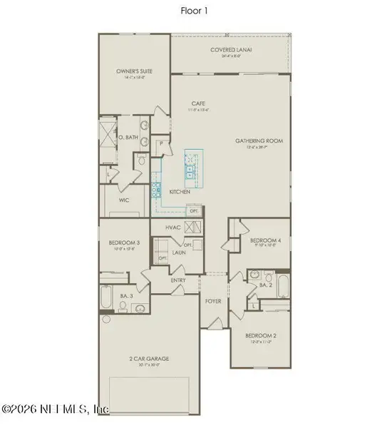 2D floor plan layout of this home in Hyland Trail, Green Cove Springs, FL (Image 3).
