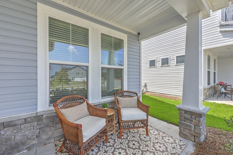 Exterior details and patio area of a home in The Groves of Berkeley, Moncks Corner (Image 29). Exterior details and patio area of a home in The Groves of Berkeley, Moncks Corner (Image 29).