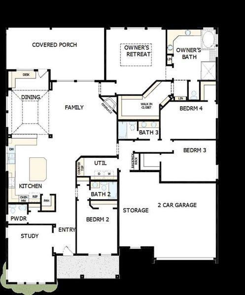 2D floor plan layout of this home in South Pointe Manor Series, Mansfield, TX (Image 3). 2D floor plan layout of this home in South Pointe Manor Series, Mansfield, TX (Image 3).