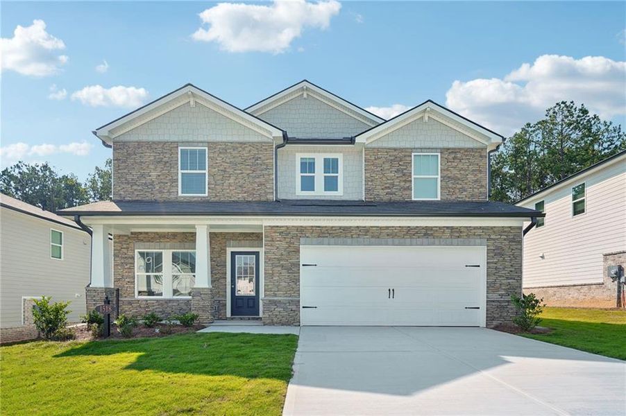 Front exterior of a new home in Parkside at Grayson, Grayson, GA, highlighting curb appeal (Image 1).