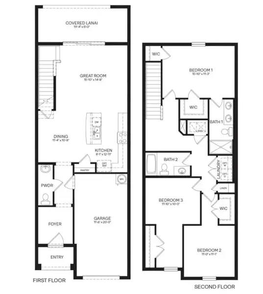 2D floor plan layout of this home in Brentwood, Davenport, FL (Image 4).