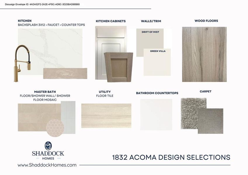 Sample of building materials used in homes in High Plains at Furst Ranch, Bartonville (Image 4).