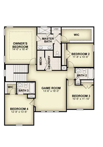 2D floor plan layout for the Faulkner by Rockwell Homes in Northlake at Ovation, Winter Garden, FL (Image 6).
