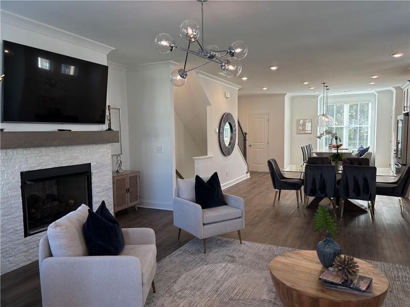 Furnished interior view inside a new home in Brackley Townhomes, Cumming (Image 10). Furnished interior view inside a new home in Brackley Townhomes, Cumming (Image 10).