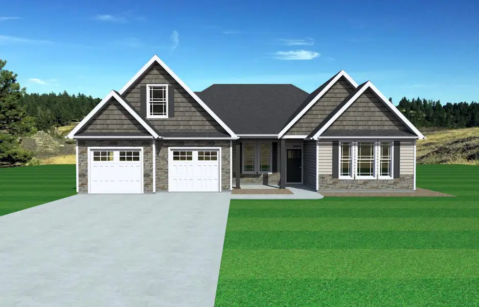 Representative exterior photo of a completed home built from the Hartford Elite by Enchanted Homes in Smokey Hills, Campobello, SC (Image 2).