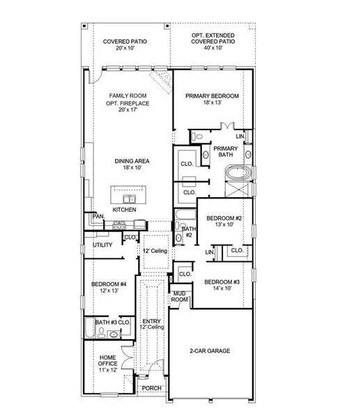 2D floor plan layout of this home in M3 Ranch, Mansfield, TX (Image 2).