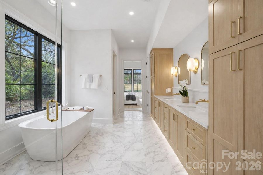PRIMARY BATHROOM VISUAL/DETAILS- see design intent for exact sizes & specificaitons. Some images may include digital renderings or AI-enhanced visuals intended to illustrate design intent, finishes, or potential use of space. Actual construction and final finishes may vary