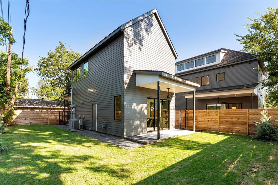 Backyard with covered patio