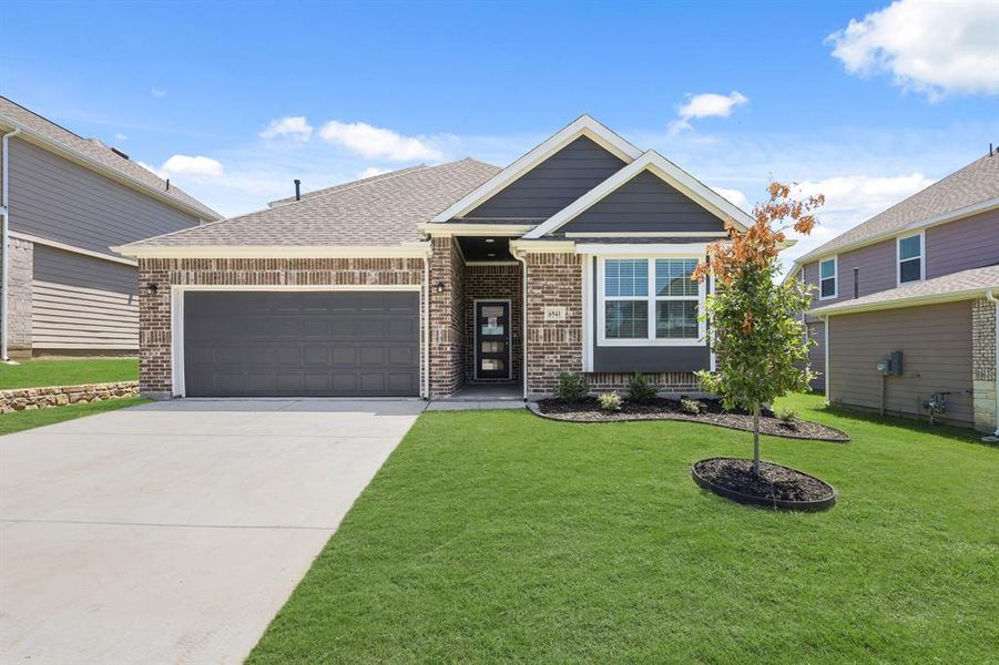Front exterior of a new home in Rocky Creek Crossing, Fort Worth, TX, highlighting curb appeal (Image 1). Front exterior of a new home in Rocky Creek Crossing, Fort Worth, TX, highlighting curb appeal (Image 1).