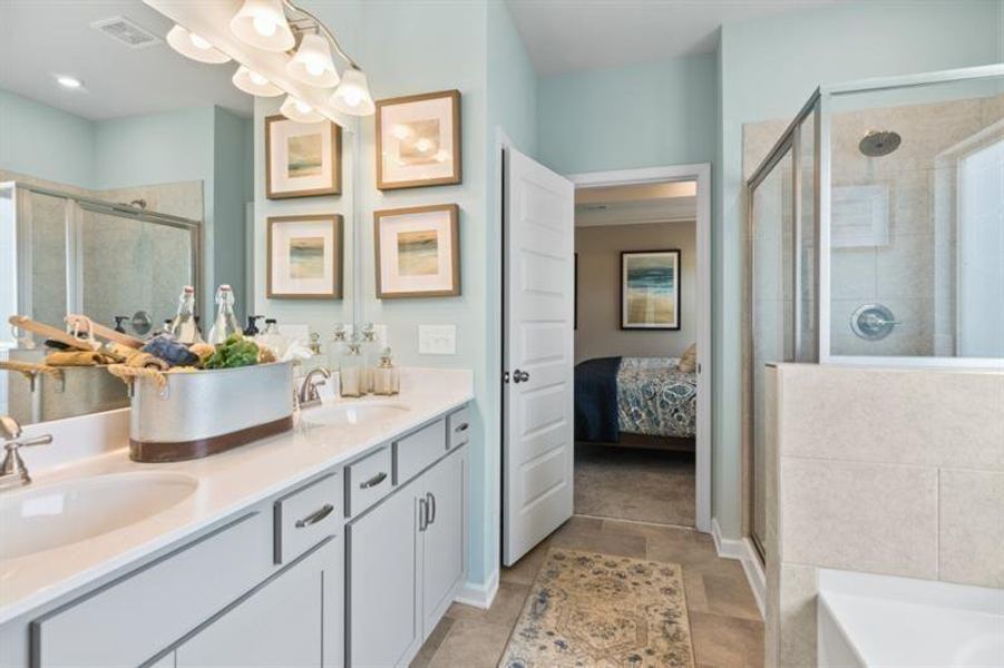 Furnished interior view inside a new home in Glen at Cave Springs, Douglasville (Image 20). Furnished interior view inside a new home in Glen at Cave Springs, Douglasville (Image 20).