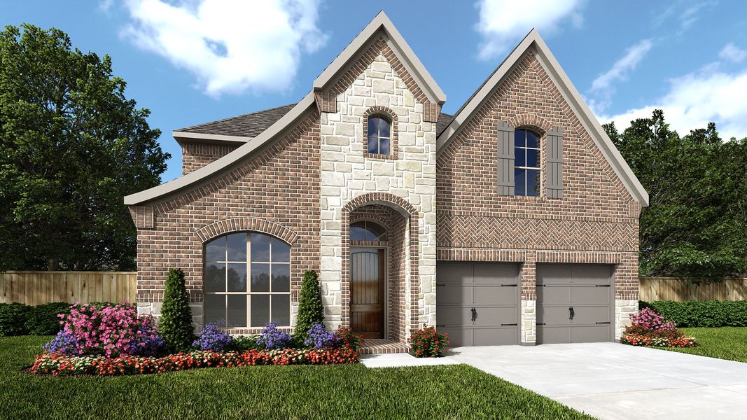 Representative exterior photo of a completed home built from the 2999W by Perry Homes in Flora, Hutto, TX (Image 10).