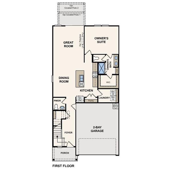 2D floor plan layout of this home in Trinity Ranch, Elgin, TX (Image 3).