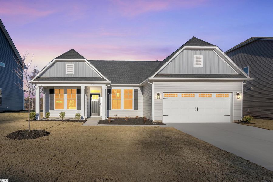 Front exterior of a new home in Lynbrook, Boiling Springs, SC, highlighting curb appeal (Image 1).
