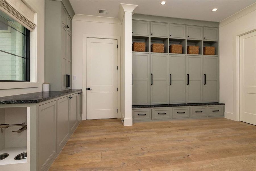 Large mudroom with ample space for all your things plus a large closet!