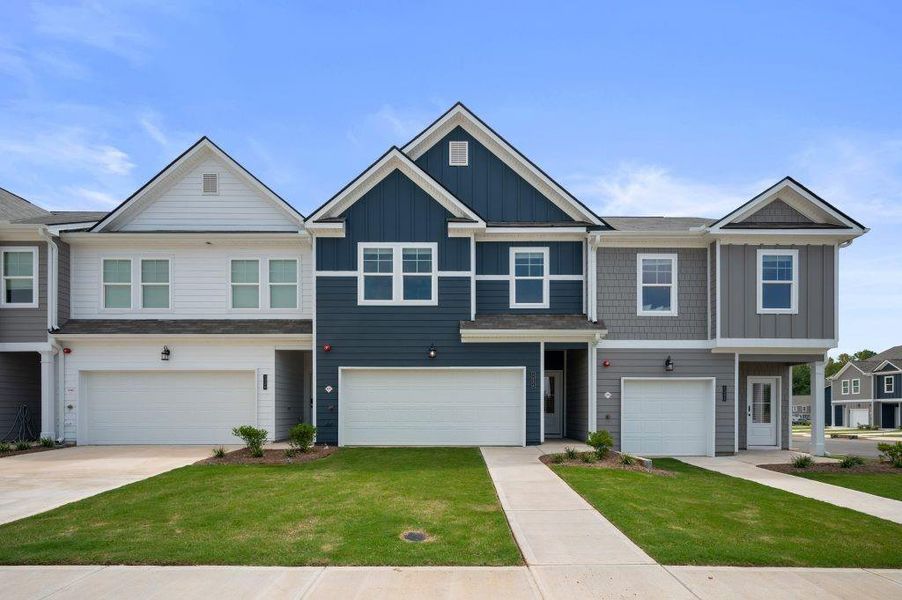 Front exterior of a new home in Walden Park – The Collection, Jonesboro, GA, highlighting curb appeal (Image 2). Front exterior of a new home in Walden Park – The Collection, Jonesboro, GA, highlighting curb appeal (Image 2).