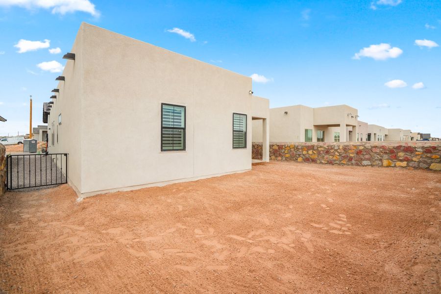 Representative exterior details of a home built from the Pine Valley by LEH. Homes in Tierra Del Este 91, El Paso (Image 7). Representative exterior details of a home built from the Pine Valley by LEH. Homes in Tierra Del Este 91, El Paso (Image 7).
