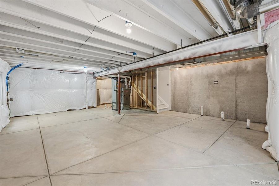 Full basement ready for your personal design or excellent storage area