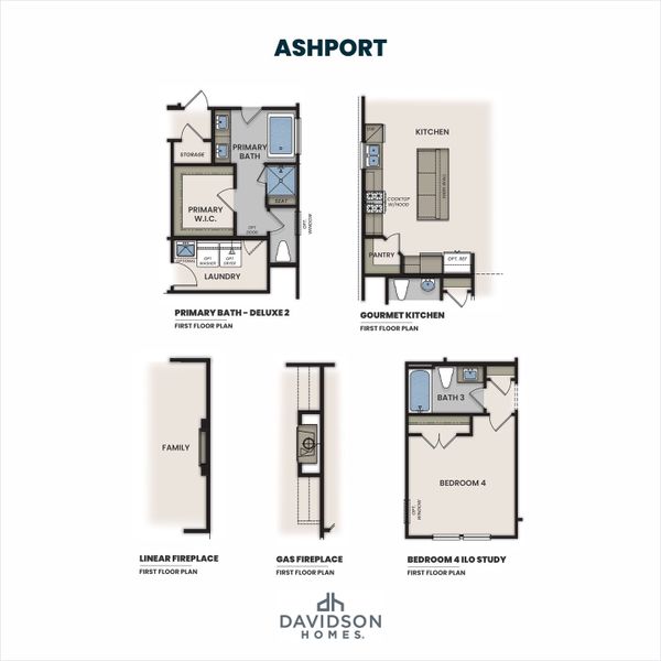 2D floor plan layout for the The Ashport by Davidson Homes LLC in Sundance Cove, Crosby, TX (Image 3).