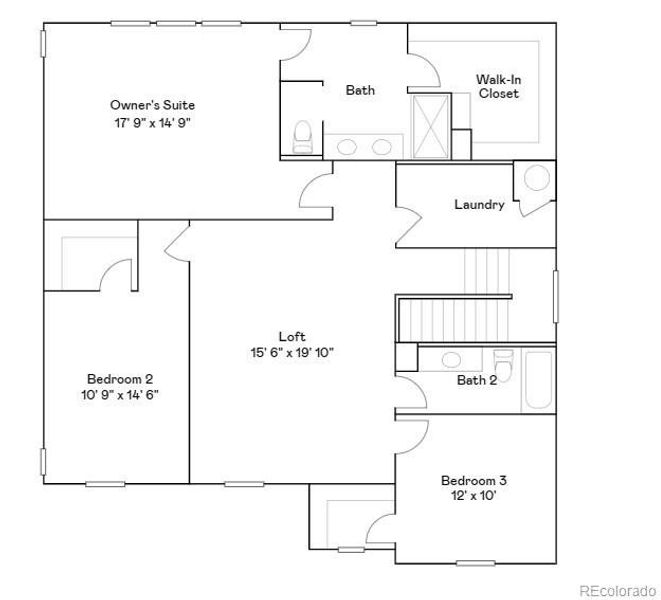 2D floor plan layout of this home in Eastcreek Farm, Thornton, CO (Image 2).